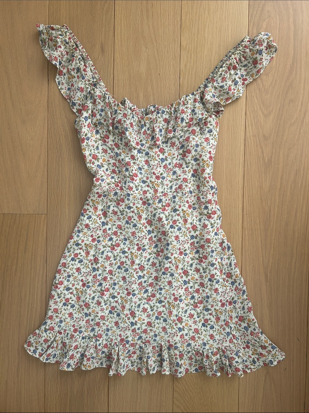 Reformation floral ruffle sleeve sundress